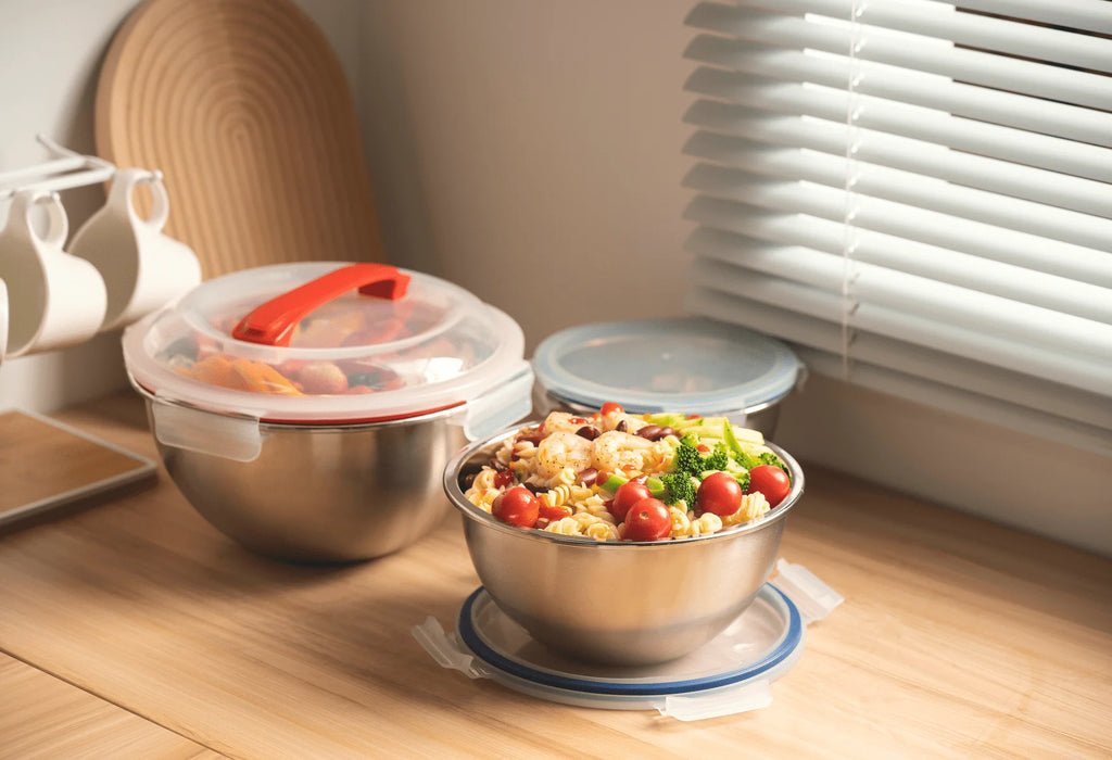 3-Piece Stainless Steel Mixing Bowl Set with Lids W849624