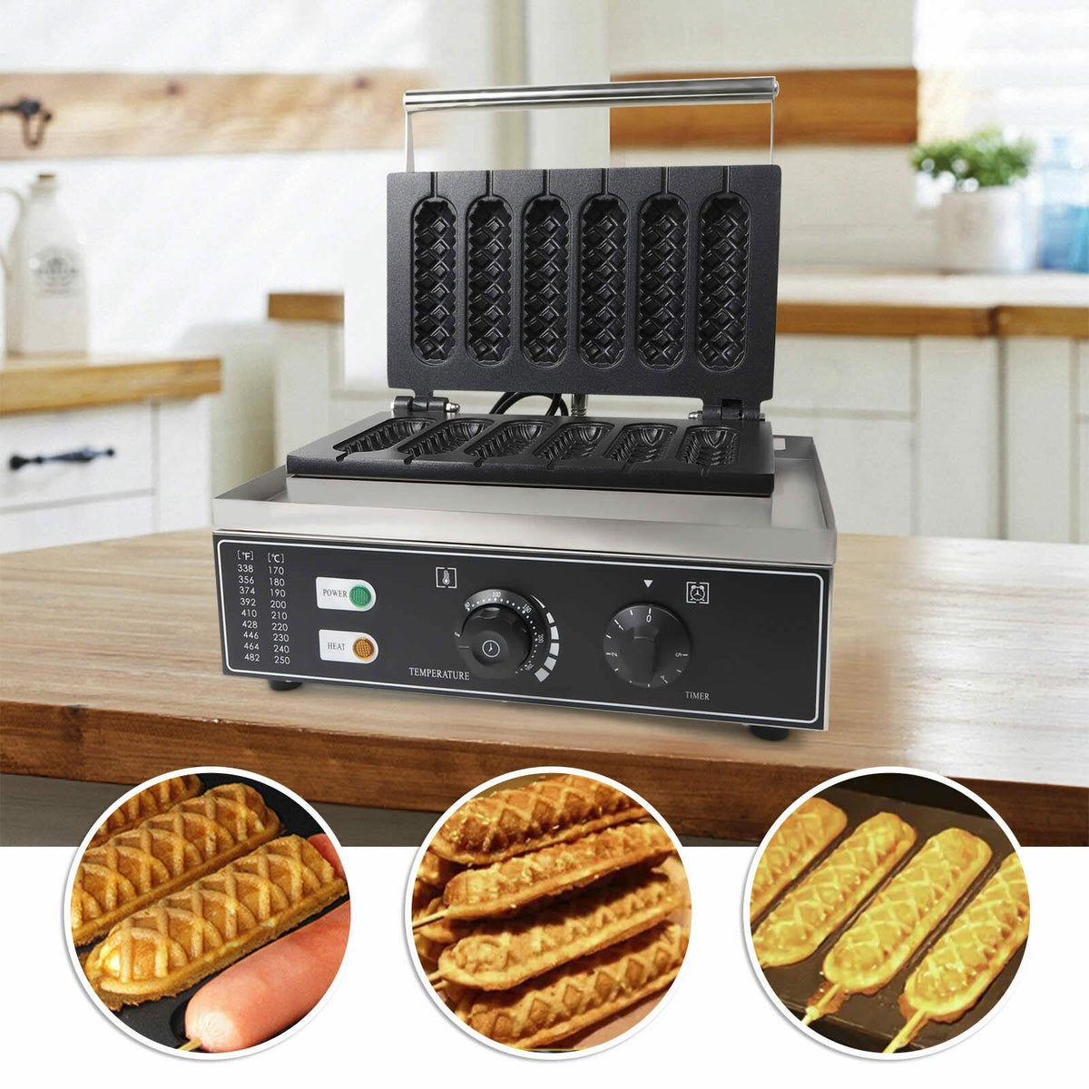 1500W 6 Slice Nonstick Electric Waffle Maker B2902