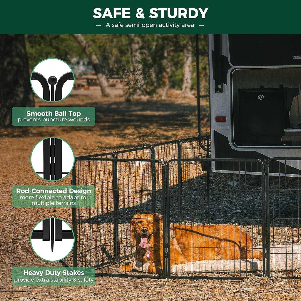 Dog Playpen Outdoor Panels with Doors Z43841