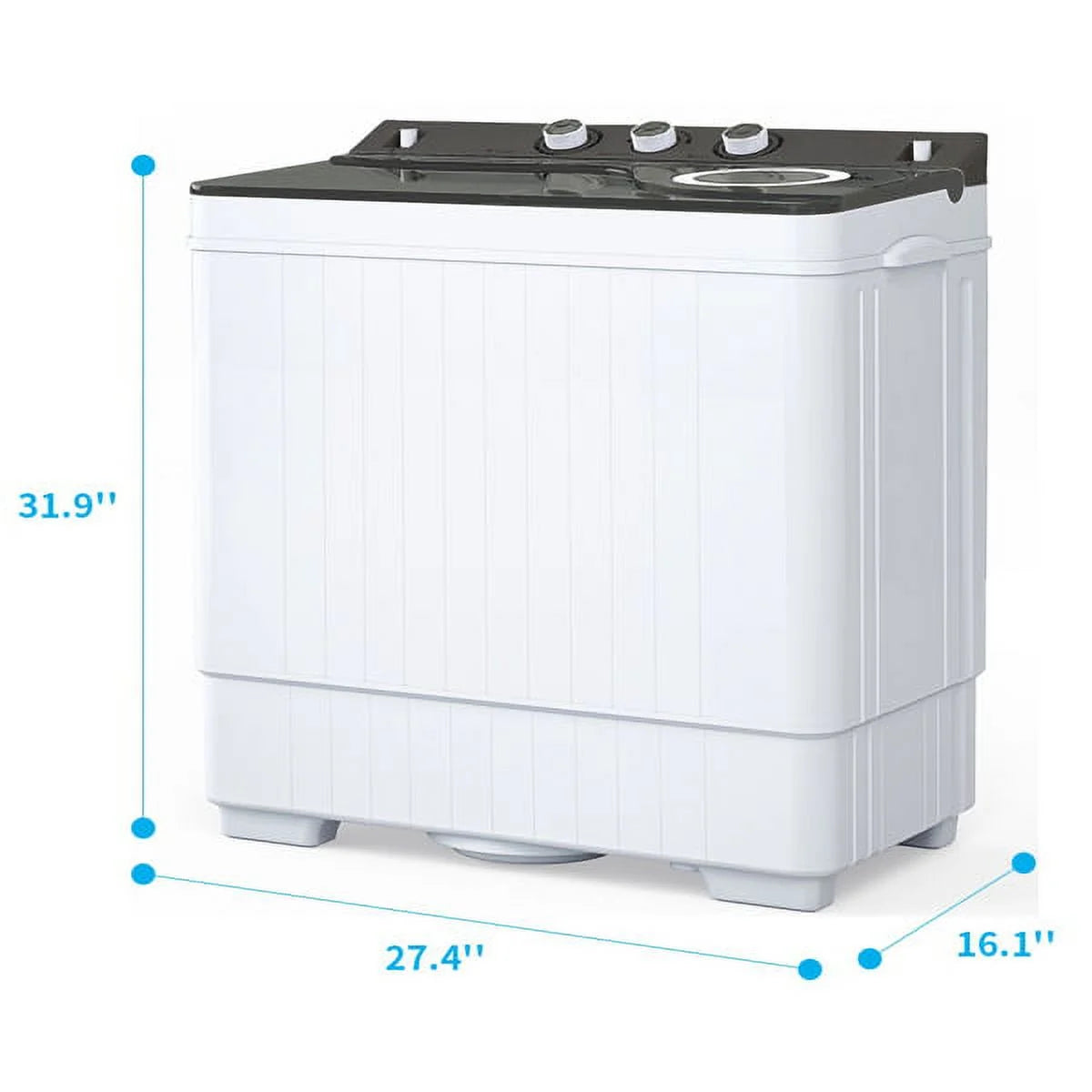 Semi-automatic Twin Tub Washing Machine, 26Lbs, White & Grey U9791