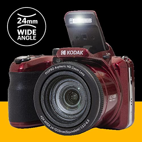 20MP Digital Camera 42X Optical Zoom 24mm Wide Angle 1080P Full HD Video Optical Image Stabilization 3" LCD (Red) C368