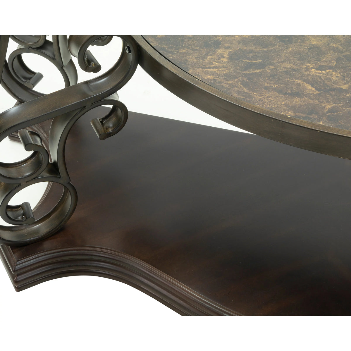 Sofa Table with Glass Table Top, Shelf, Metal Legs T6682