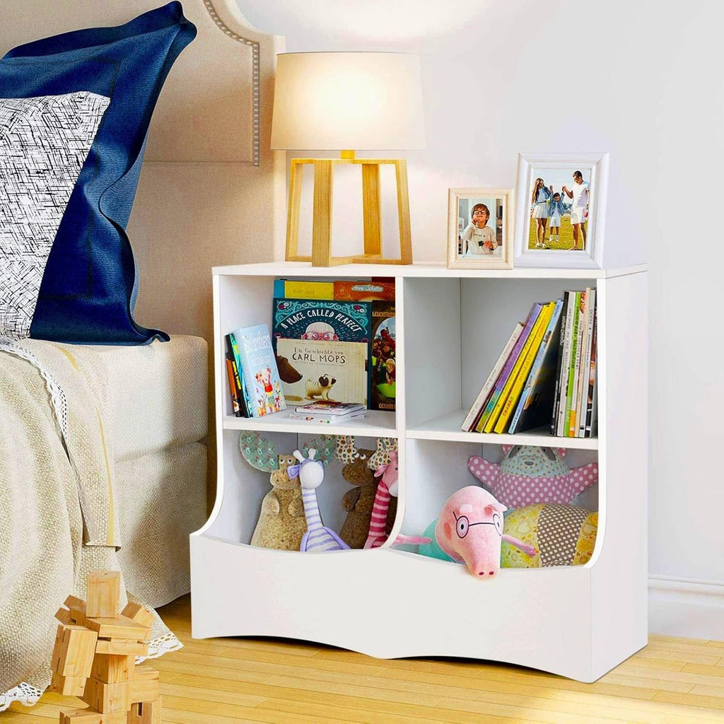 4 Cubby Toy Storage Cabinet with Bookshelf W15293
