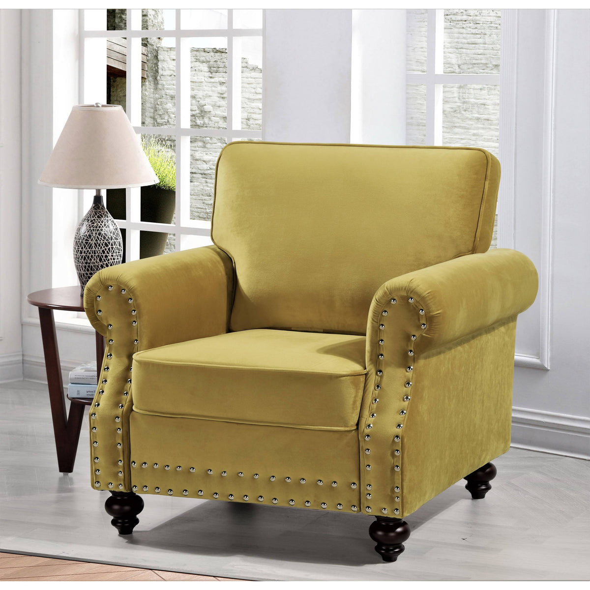 Black Velvet Nailhead Chair I26259