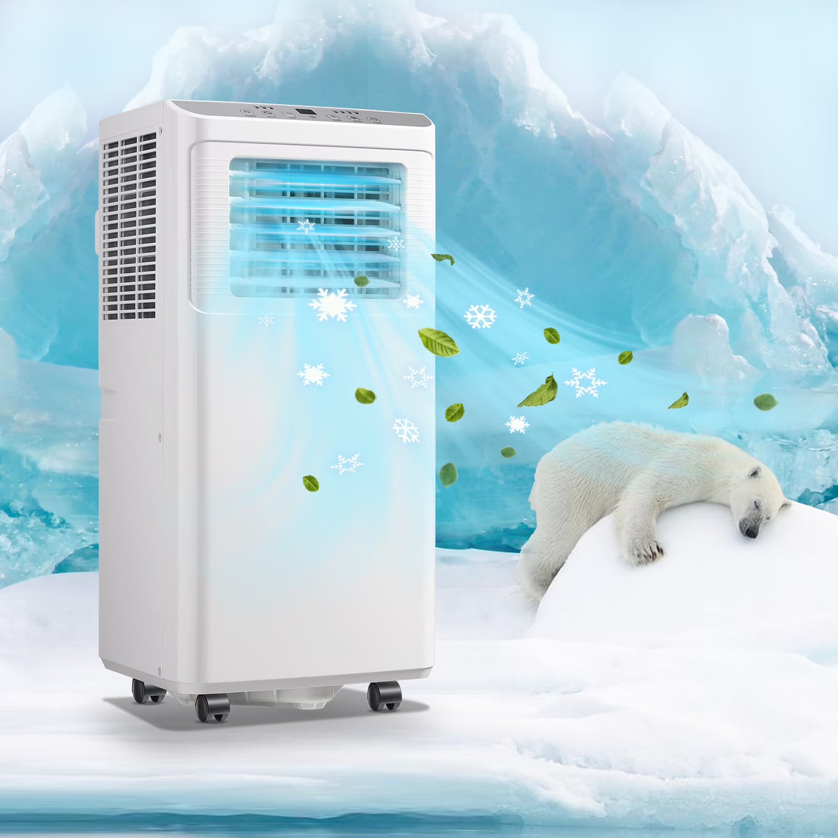 White 8000 Btu Portable Air Conditioner with Dehumidifier and Fan Mode I327