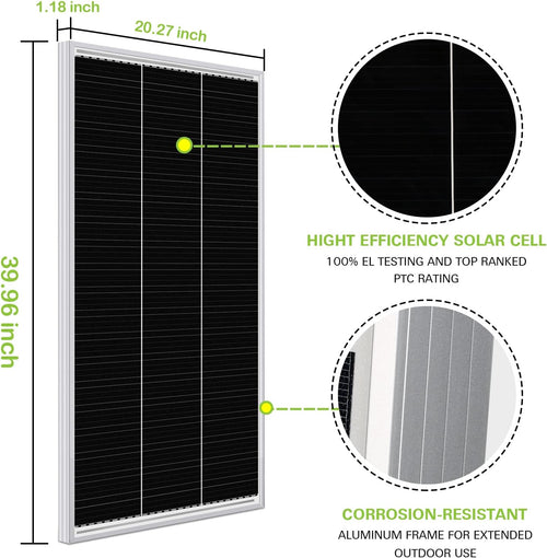 12 Volt 200 Watt Monocrystalline Solar Panel, 2 Pack of 12V 100W M684879