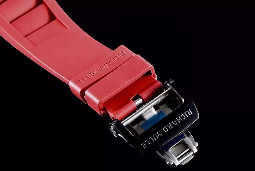 Black Bezel Red Markers Red Rubber Strap Watch I54043