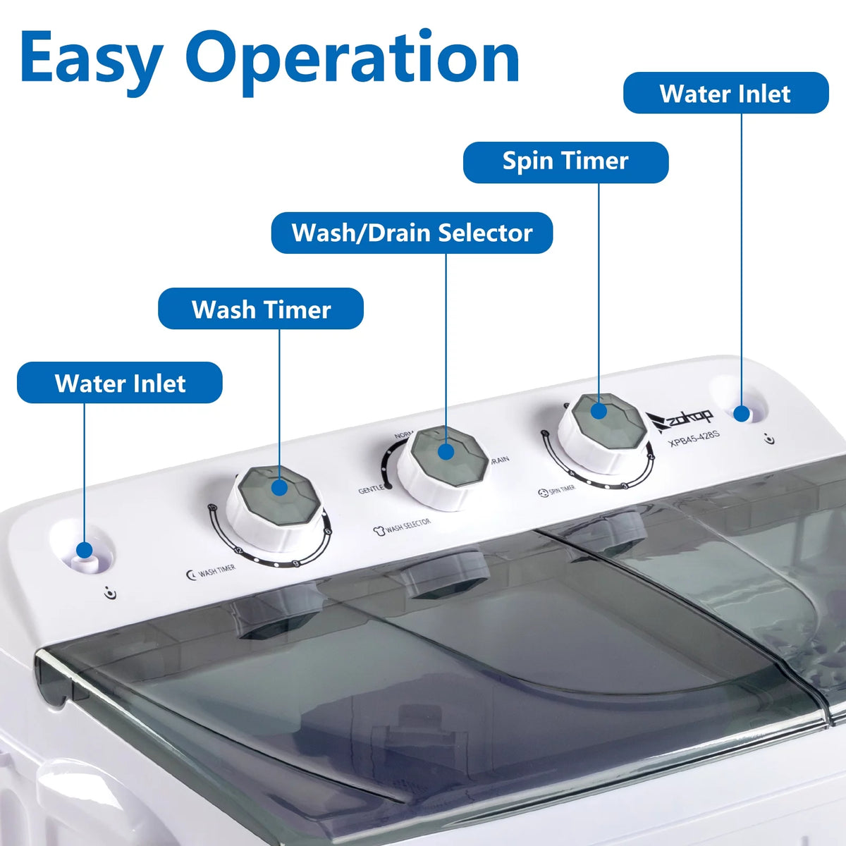 20LBS Portable Compact Twin Tub Washing Machine Washer Dryer, Gray R875