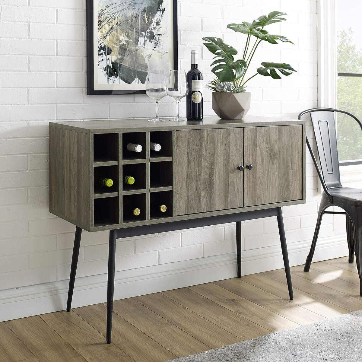 60 Inch Dark Walnut Wood TV Stand with Cabinets and Drawers O503