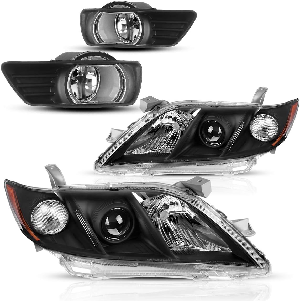 Chrome Housing Headlight Assembly with Clear Lens Fog Lights Combo J50272