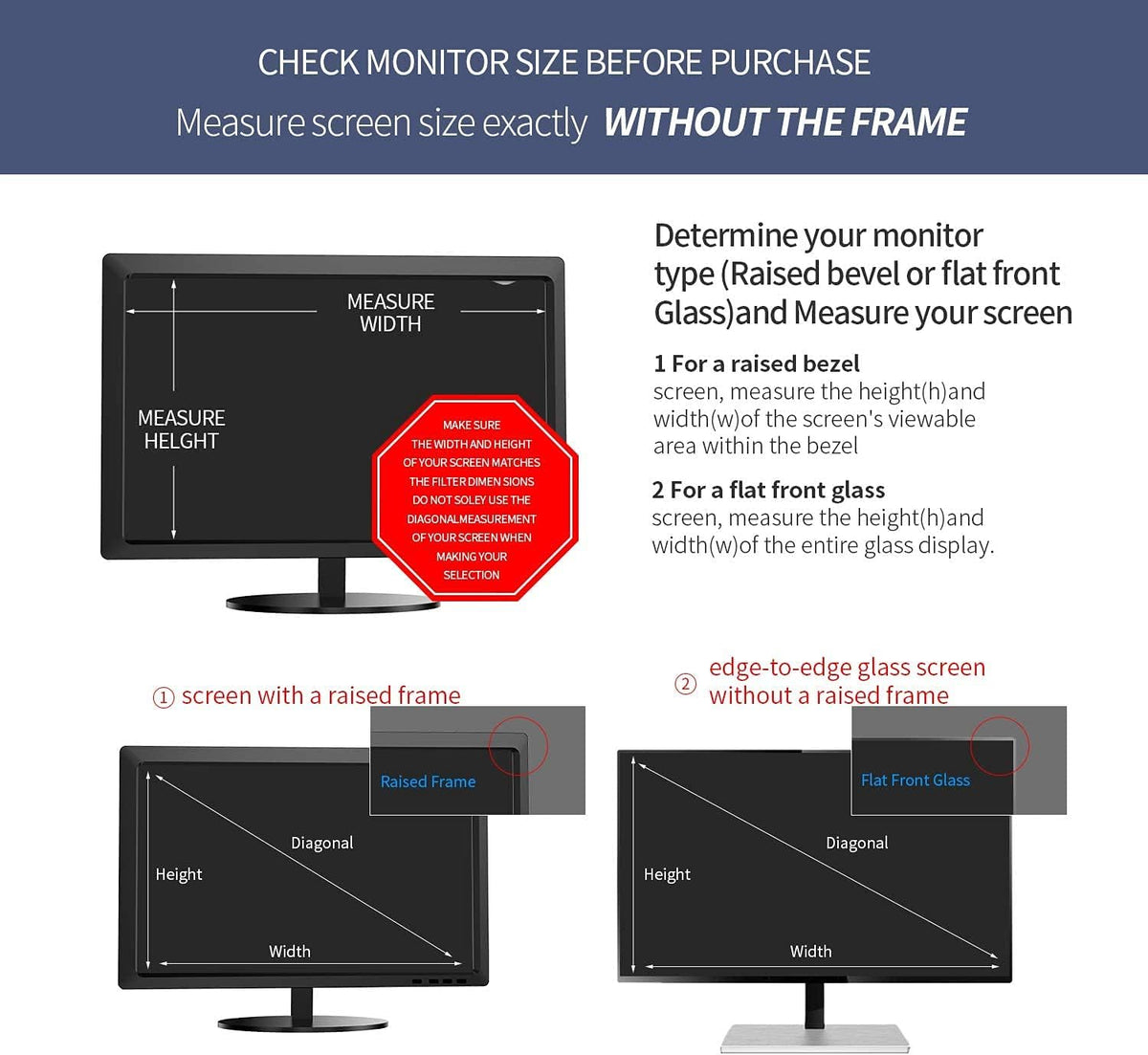 24 Inch 16:9 Anti Glare Anti Spy Privacy Screen Filter Film Pack of 2 I29267