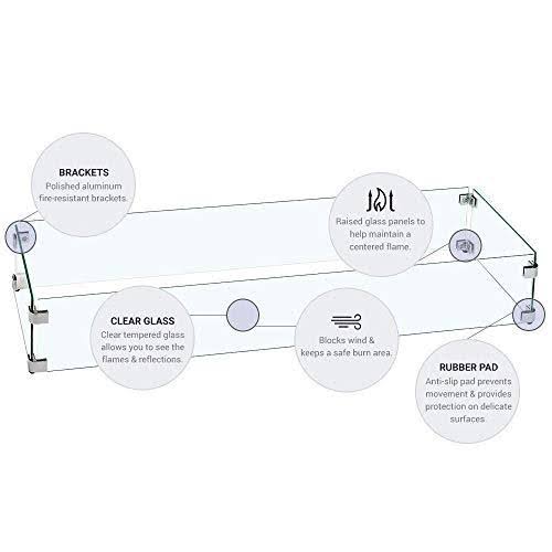 Tempered Glass Flame Guard for Drop-In Fire Pit Pan V19443