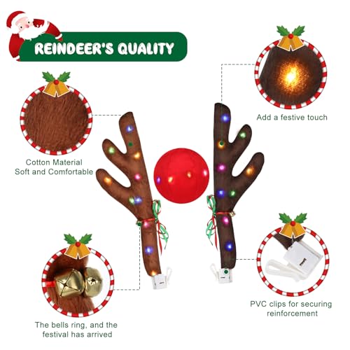 Christmas Reindeer Car Kit with LED and Jingle Bells S33636