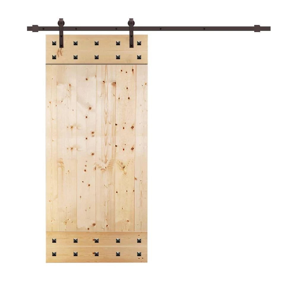 24 in. x 84 in. 1 Panel Unfinished Solid Wood Interior Sliding Barn Door with Hardware Kit D406