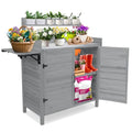 Foldable Wooden Potting Bench with Storage Cabinet C20861