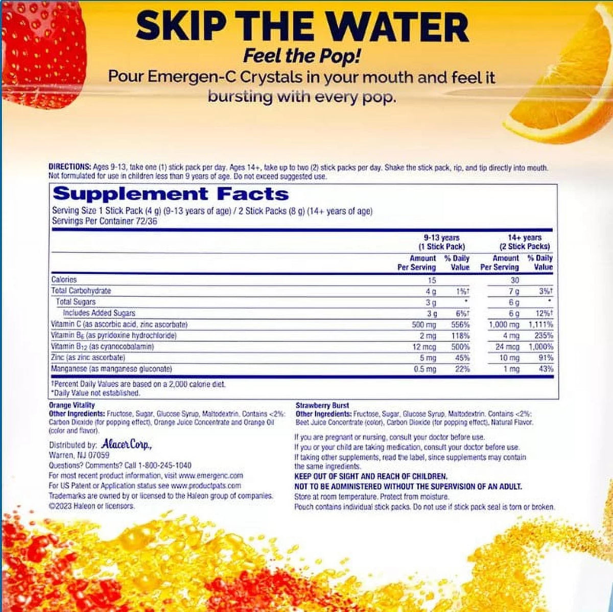 500 mg Vitamin C Crystals Orange & Strawberry 72 Ct D89586