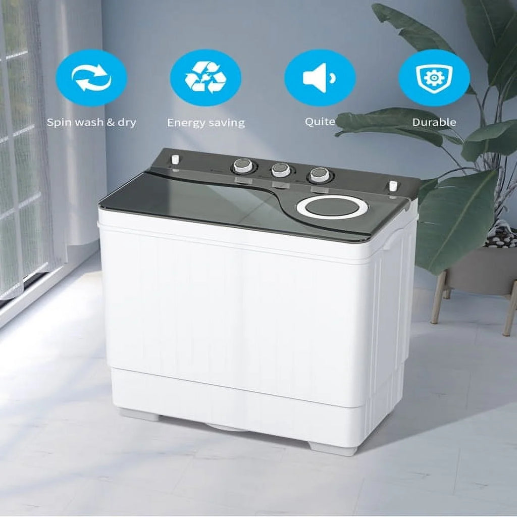 Semi-automatic Twin Tub Washing Machine, 26Lbs, White & Grey U9791