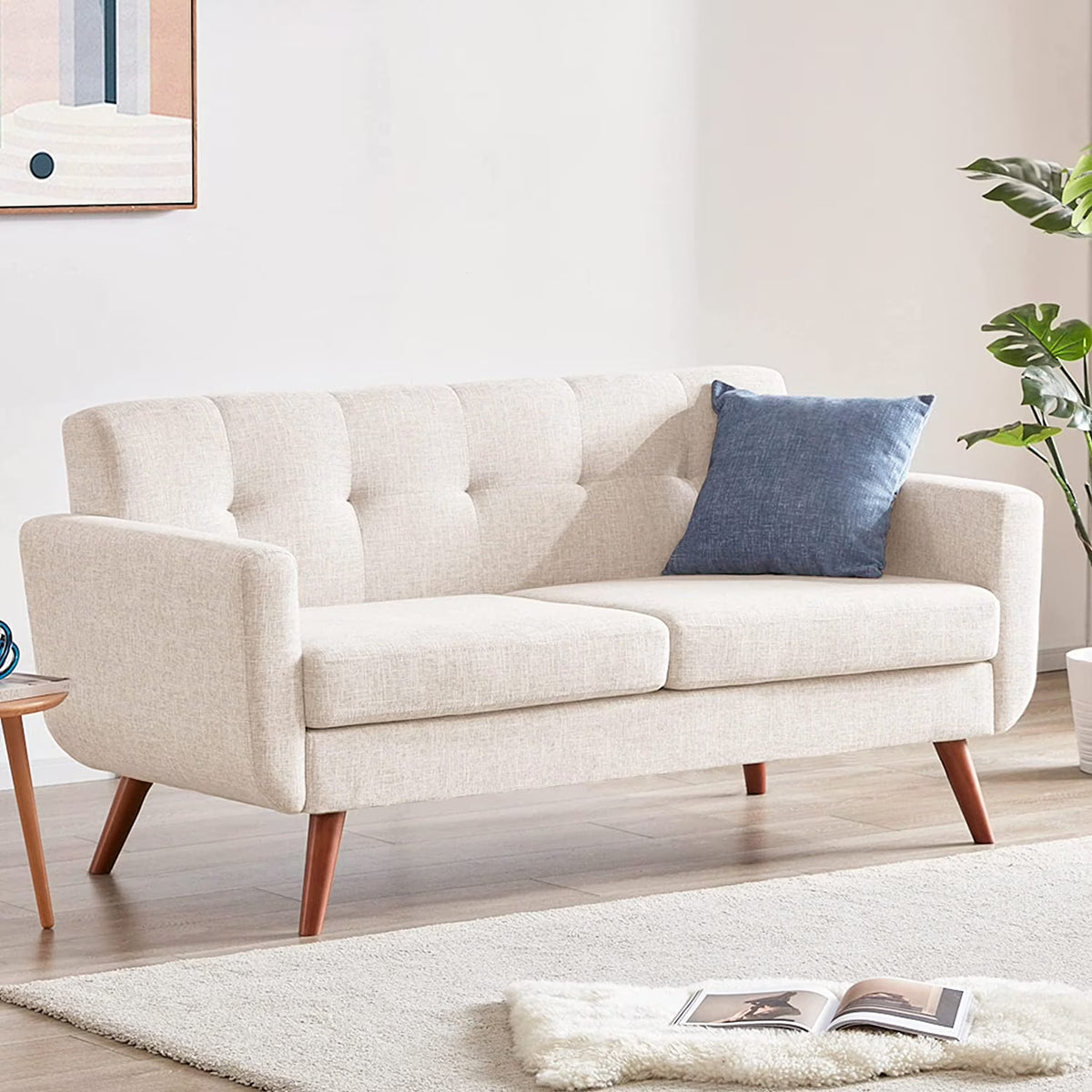 Beige Tufted Loveseat Sofa I72946