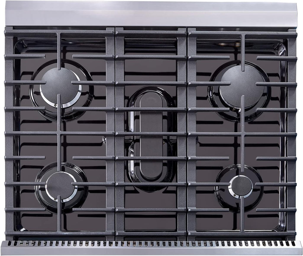 30 Inch Stainless Steel Gas Range with 5 Sealed Burners, 4.5 cu. ft. Oven, Storage Drawer, Cast Iron Grate X50193