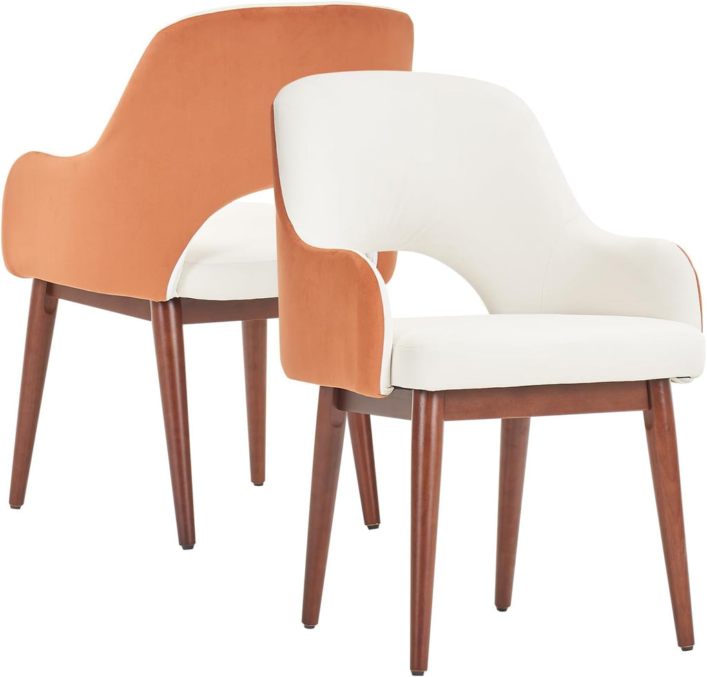 Velvet Arm Accent Chair Set of 2 with Solid Wood K3265