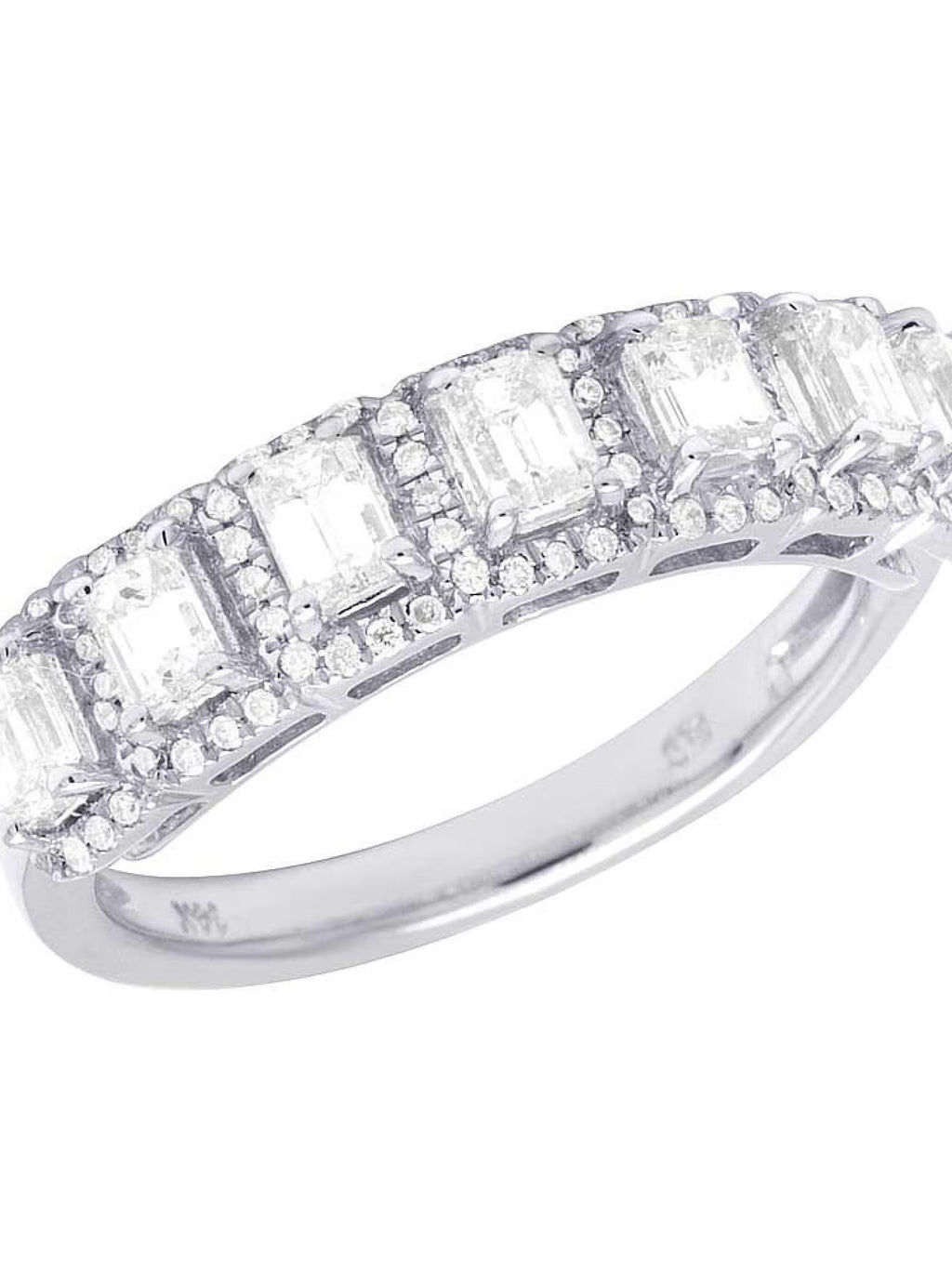 14K White Gold Diamond Emerald Solitaire Ring 1.25 Ct 5MM D48337