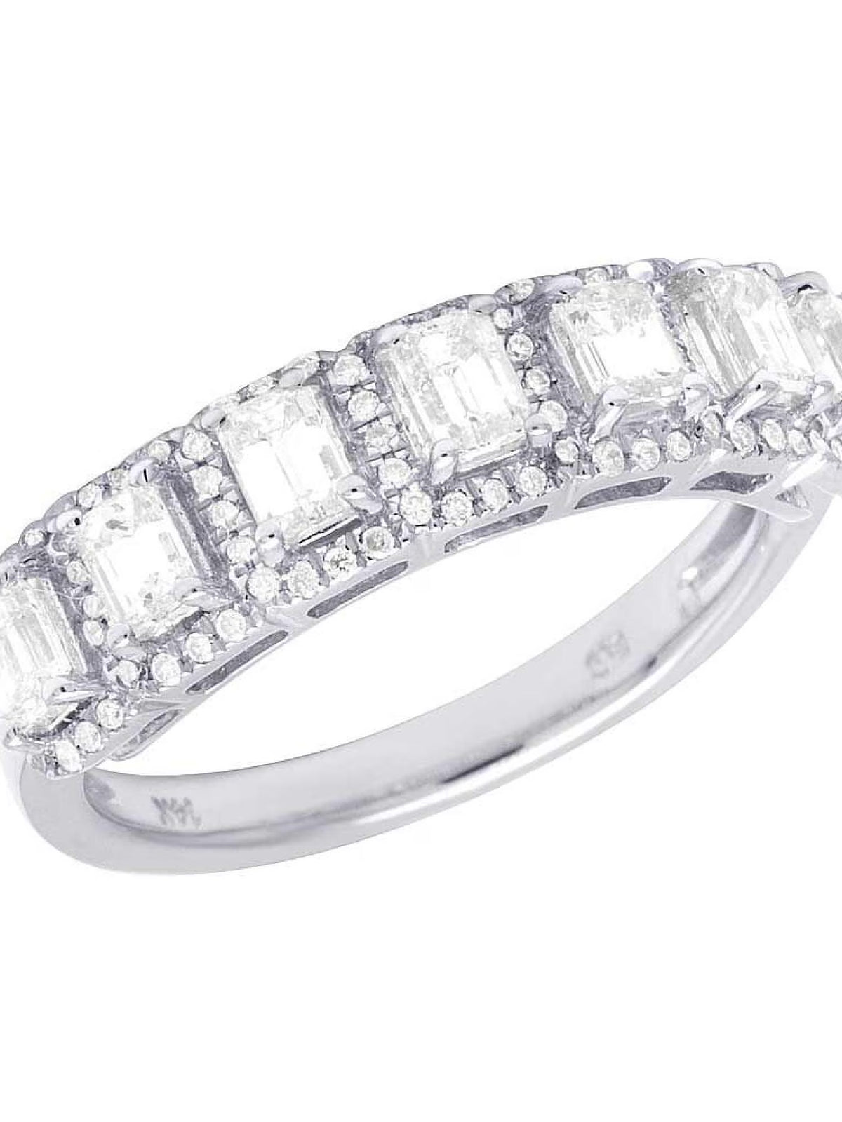 14K White Gold Diamond Emerald Solitaire Ring 1.25 Ct 5MM D48337