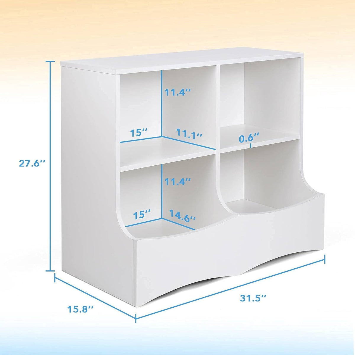 4 Cubby Toy Storage Cabinet with Bookshelf W15293