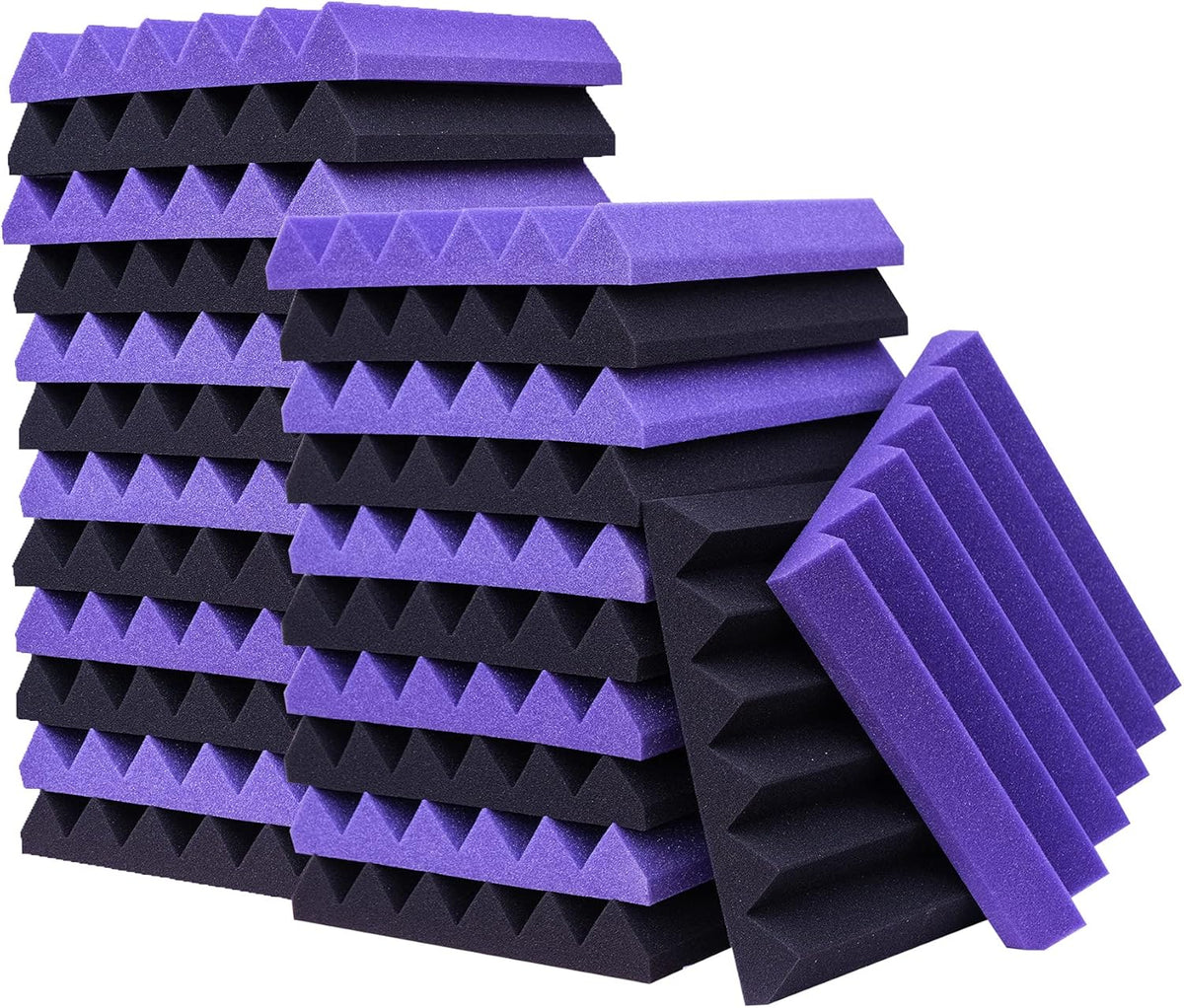24 Pack Acoustic Panels, 12 Purple 12 Black Sound Proof Foam Panels P309