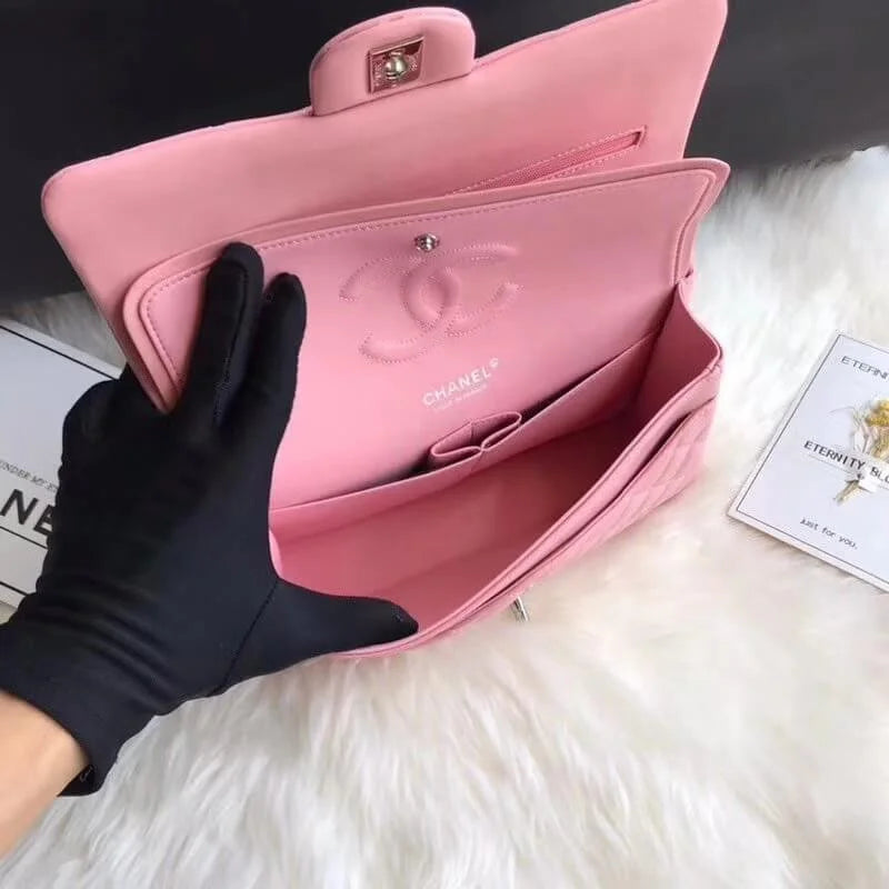 Pink Lambskin Leather Flap Bag P229521