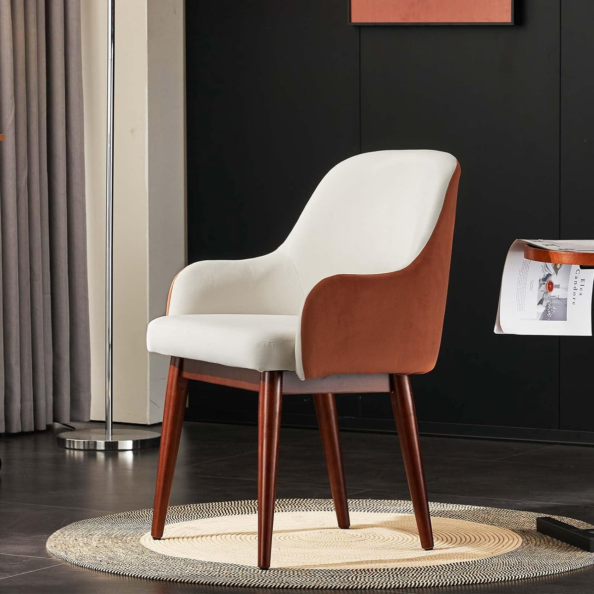 Velvet Arm Accent Chair Set of 2 with Solid Wood K3265