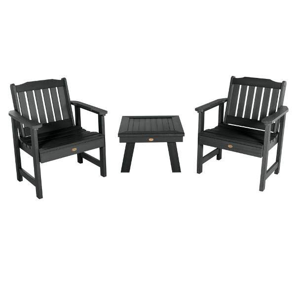 White Highwood Lehigh Garden Chairs with Square Side Table U3473