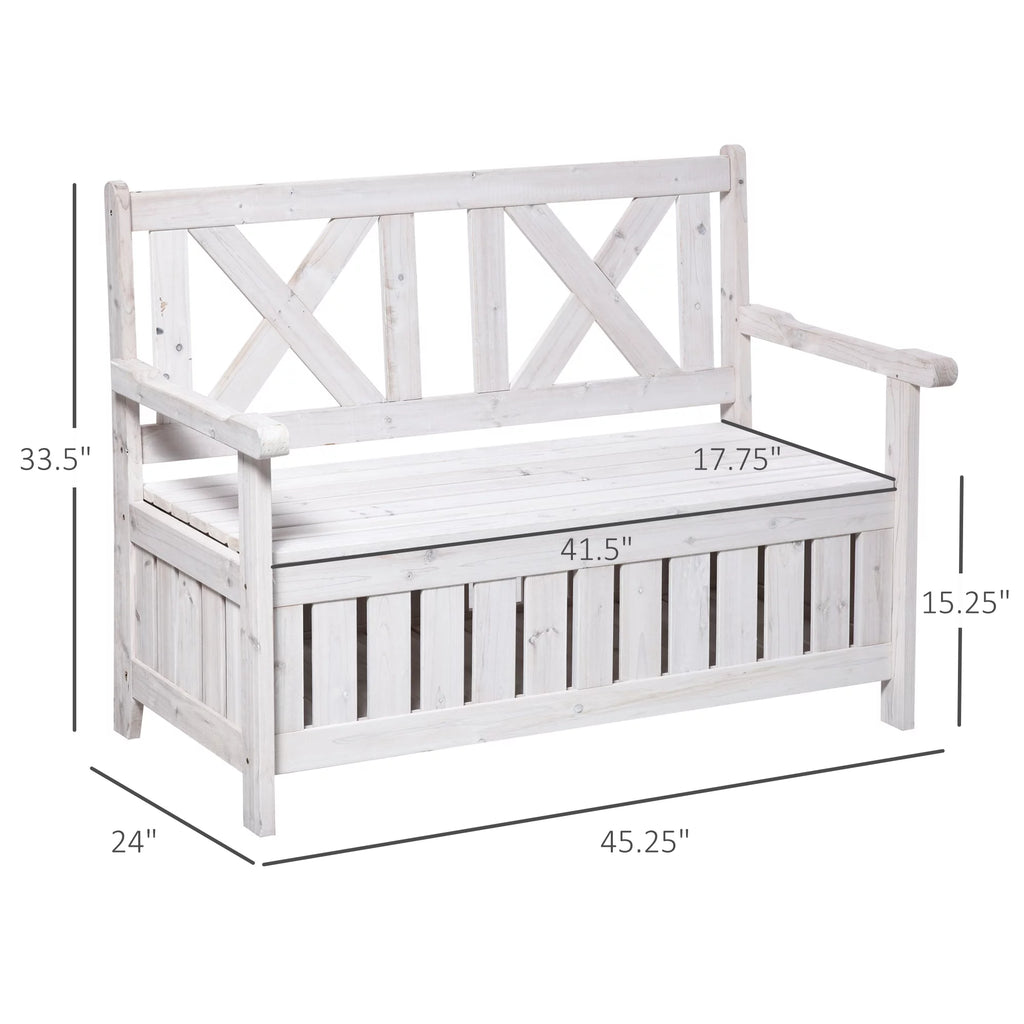 White Wooden Storage Bench K47976