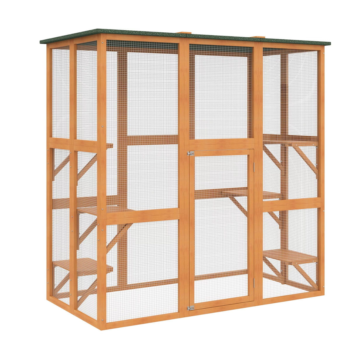 Outdoor Wooden Cat House with 6 High Ledges Y770