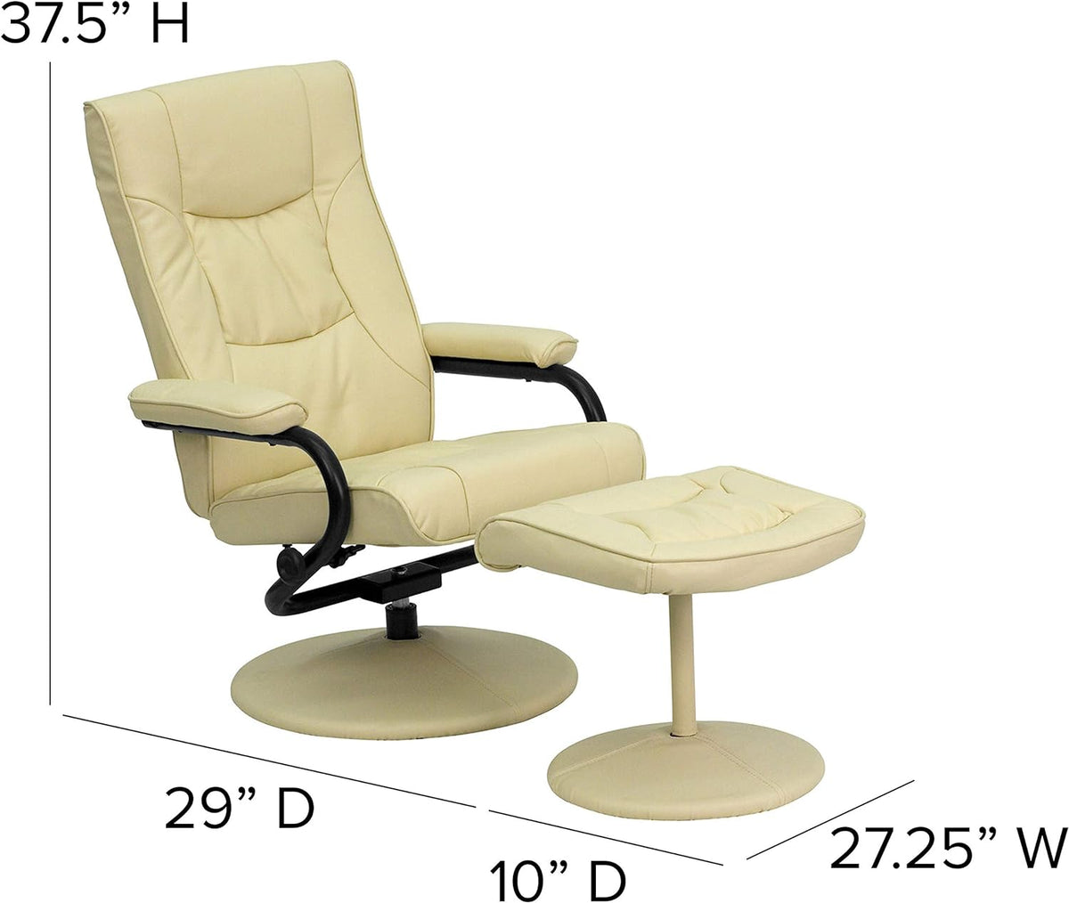 Cream Leathersoft Recliner/Ottoman F898