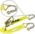 Ratchet Strap with Chain Anchors, 4 Inch x 30 Foot, Classic Yellow F565924