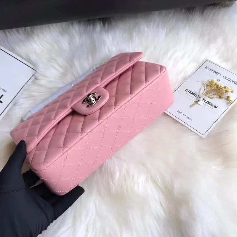 Pink Lambskin Leather Flap Bag P229521