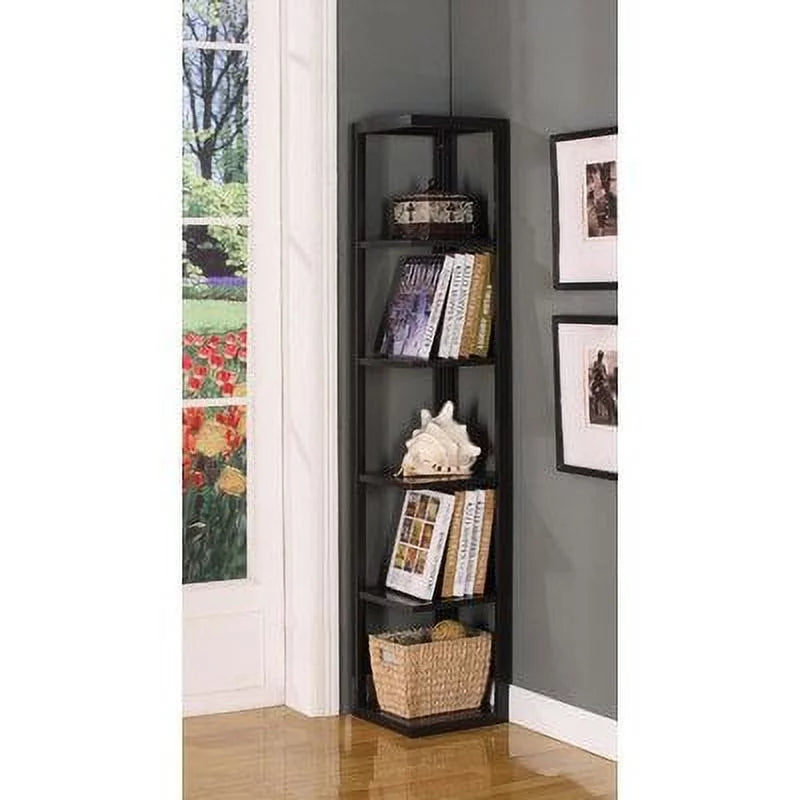 5-Tier Corner Wood Bookcase in Walnut R85947