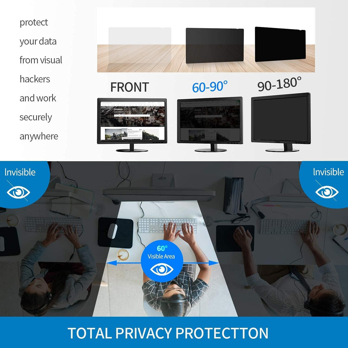 24 Inch 16:9 Anti Glare Anti Spy Privacy Screen Filter Film Pack of 2 I29267